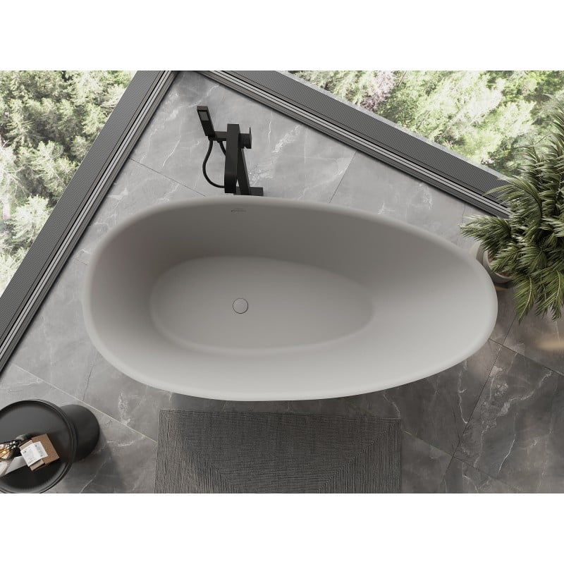 Mexen Milano baignoire autoportante en conglomérat 170 x 86 cm, béton mat - 57301708561