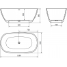 Mexen Como baignoire autoportante en conglomérat 150 x 82 cm, blanc brillant - 57311508210