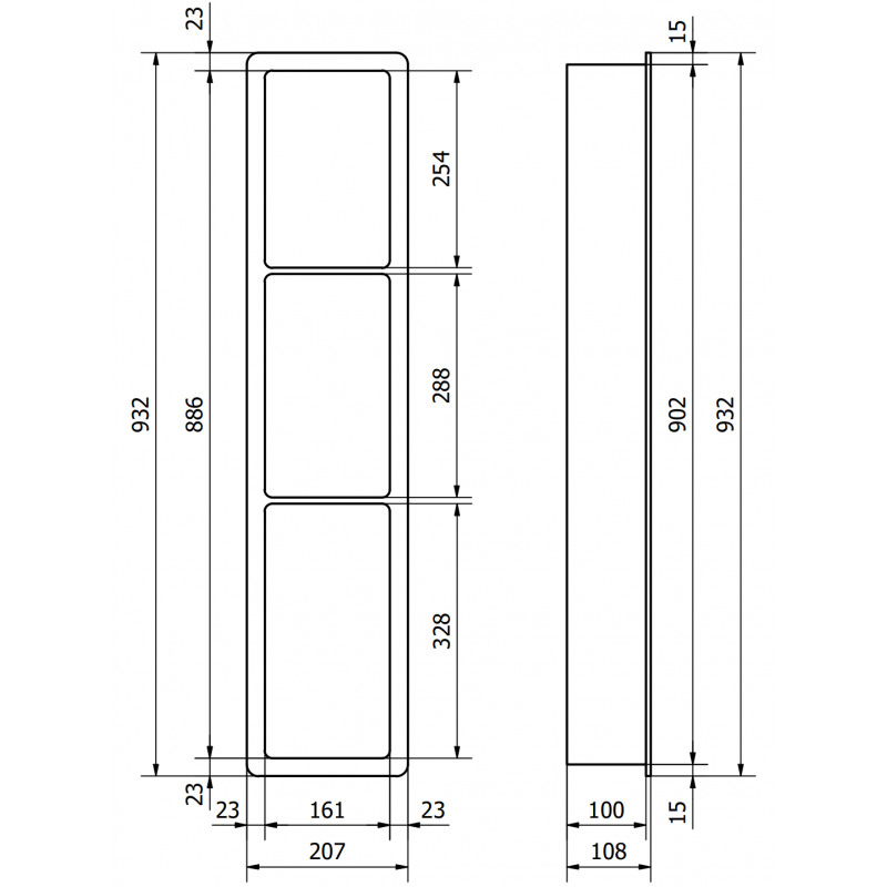 Mexen X-Wall-K étagère encastrée en conglomérat 93,2 x 20,7 cm, blanche - 1900932010