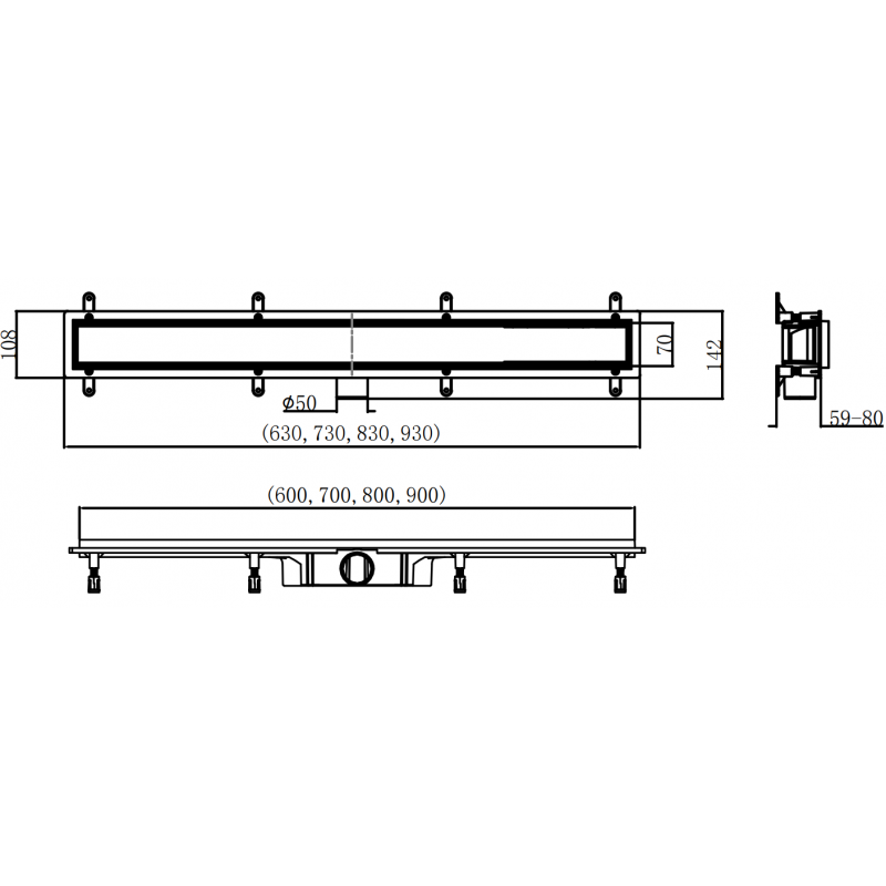 Mexen Flat ABS drain linéaire 2en1 90 cm, inox- 1069090