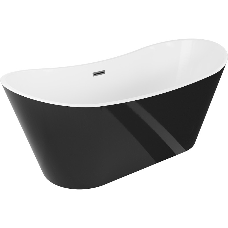 Mexen Montana baignoire autoportante 150 x 75 cm, blanc/noir, trop-plein gun metal - 52011507575-95