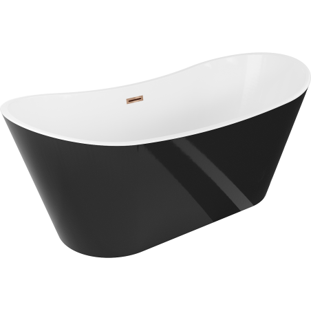 Mexen Montana baignoire autoportante 170 x 80 cm, blanc/noir, trop-plein or rose - 52011708075-60