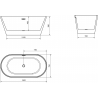 Baignoire freestanding Mexen Flavia 150 x 75 cm, blanc/noir, bonde gun gray brossé - 54031507575-66