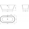 Baignoire Mexen Flavia autoportante 160 x 75 cm, blanche/noire, trop-plein blanc - 54031608075-20