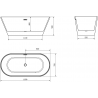 Baignoire Mexen Flavia autoportante 160 x 75 cm, blanche/noire, bonde gun gray brossé - 54031608075-66