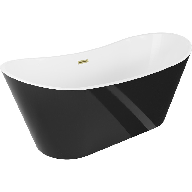 Mexen Montana baignoire autoportante 180 x 90 cm, blanche/noire, trop-plein or brossé - 52011809075-55