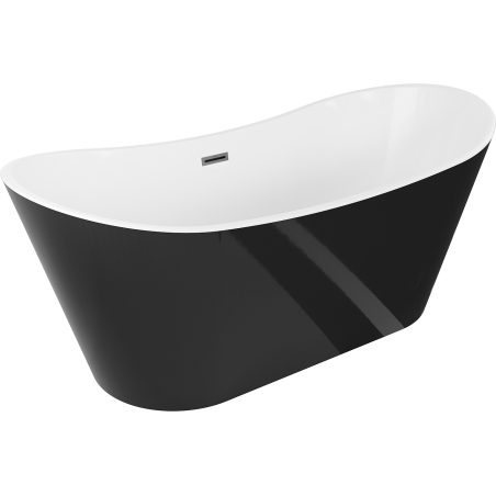 Baignoire autoportante Mexen Montana 180 x 90 cm, blanc/noir, trop-plein en gun metal - 52011809075-95