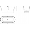 Baignoire Mexen Flavia autonome 170 x 75 cm, blanche, évacuation en or brossé - 54031708000-55