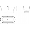 Baignoire Mexen Flavia autoportante 170 x 75 cm, blanche/noire, trop-plein en or brossé - 54031708075-55