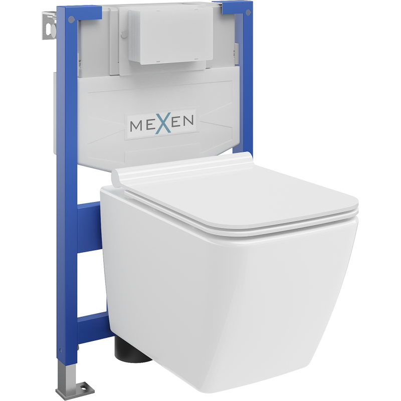 Mexen ensemble encastré WC cadre Fenix XS-F avec cuvette WC Vega et abattant à descente lente, blanc brillant - 68030654000
