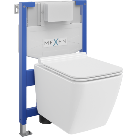 Mexen Vega ensemble WC encastré Fenix XS-F avec cadre, cuvette WC et abattant à fermeture lente, blanc brillant - 68030654000
