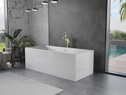 Baignoire Mexen Vigo indépendante 178,5 x 80 cm, blanche, évacuation en or - 51251788000-50