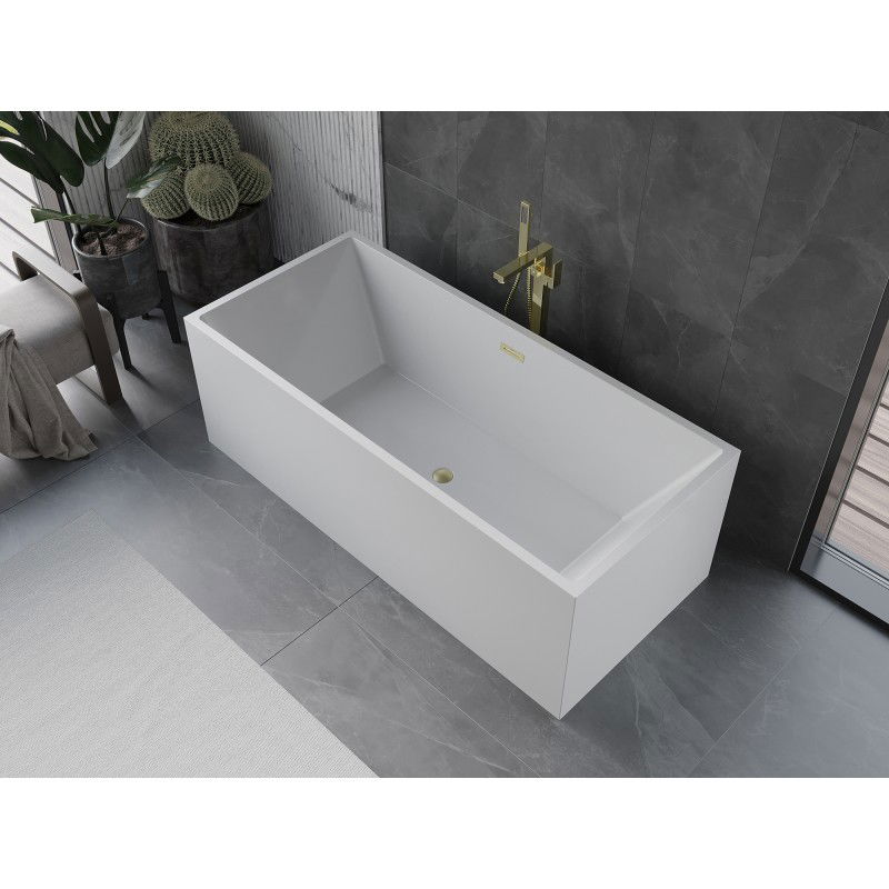 Mexen Vigo baignoire autoportante 178,5 x 80 cm, blanche, trop-plein doré brossé - 51251788000-55