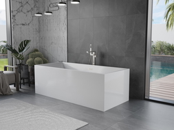 Baignoire Mexen Vigo autonome 178,5 x 80 cm, blanche, débordement en nickel brossé - 51251788000-97