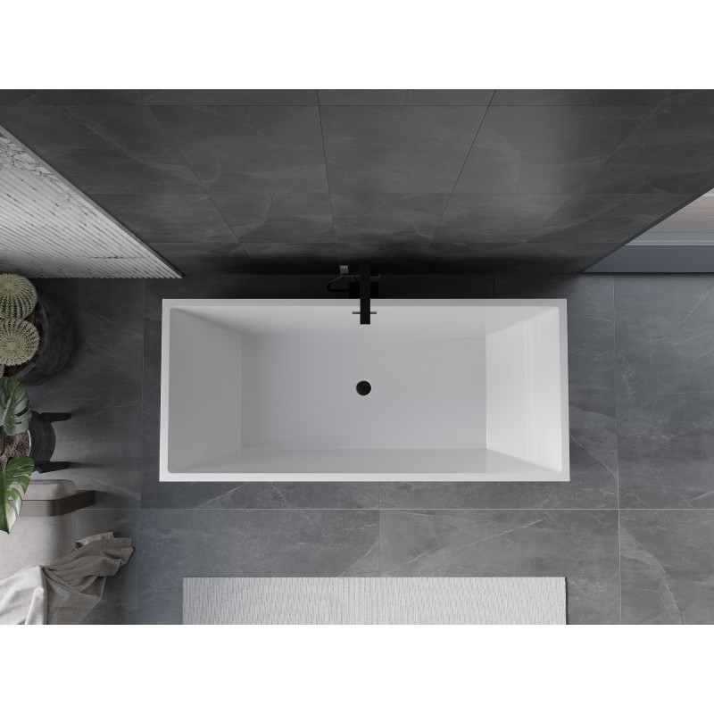 Mexen Vigo baignoire autoportante 178,5 x 80 cm, blanche, trop-plein noir - 51251788000-70