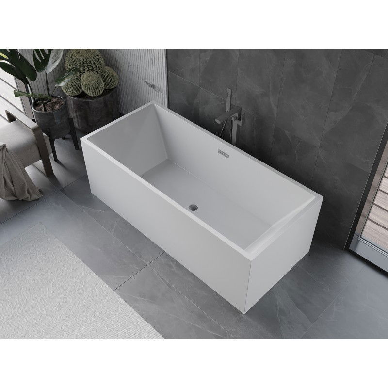 Mexen Vigo baignoire autoportante 178,5 x 80 cm, blanche, trop-plein gris canon brossé - 51251788000-66