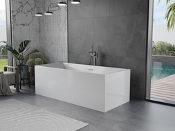 Baignoire Mexen Vigo autoportante 178,5 x 80 cm, blanche, débordement gun gray brossé - 51251788000-66