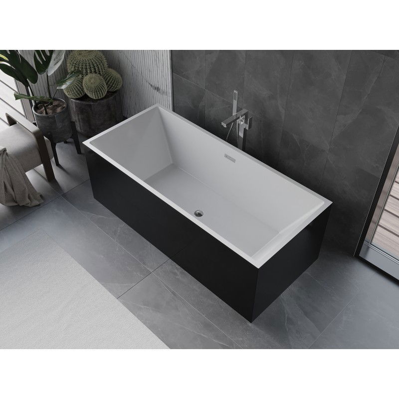 Mexen Vigo baignoire autoportante 178,5 x 80 cm, blanche/noire, trop-plein chromé - 51251788075-01
