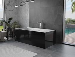 Baignoire Mexen Vigo libre de 178,5 x 80 cm, blanche/noire, trop-plein chromé - 51251788075-01