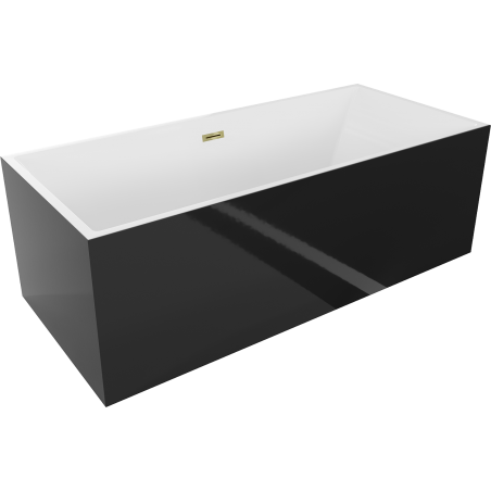 Mexen Vigo baignoire autoportante 178,5 x 80 cm, blanc/noir, trop-plein doré - 51251788075-50