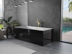 Mexen Vigo baignoire autoportante 178,5 x 80 cm, blanche/noire, trop-plein doré - 51251788075-50