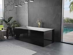 Mexen Vigo baignoire autoportante 178,5 x 80 cm, blanc/noir, trop-plein doré brossé - 51251788075-55