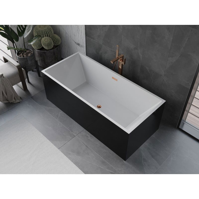 Mexen Vigo baignoire autoportante 178,5 x 80 cm, blanche/noire, trop-plein or rose - 51251788075-60