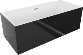Mexen Vigo baignoire autoportante 178,5 x 80 cm, blanche/noire, trop-plein cuivre brossé - 51251788075-65