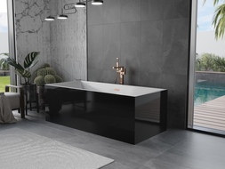Baignoire Mexen Vigo autoportante 178,5 x 80 cm, blanche/noire, trop-plein en laiton poli - 51251788075-65