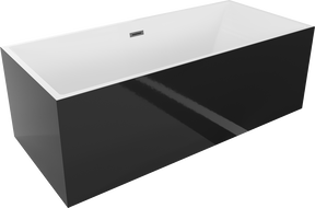 Mexen Vigo baignoire autoportante 178,5 x 80 cm, blanche/noire, trop-plein gun gray brossé - 51251788075-66