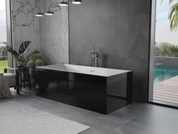 Mexen Vigo baignoire autoportante 178,5 x 80 cm, blanche/noire, trop-plein gun gray brossé - 51251788075-66