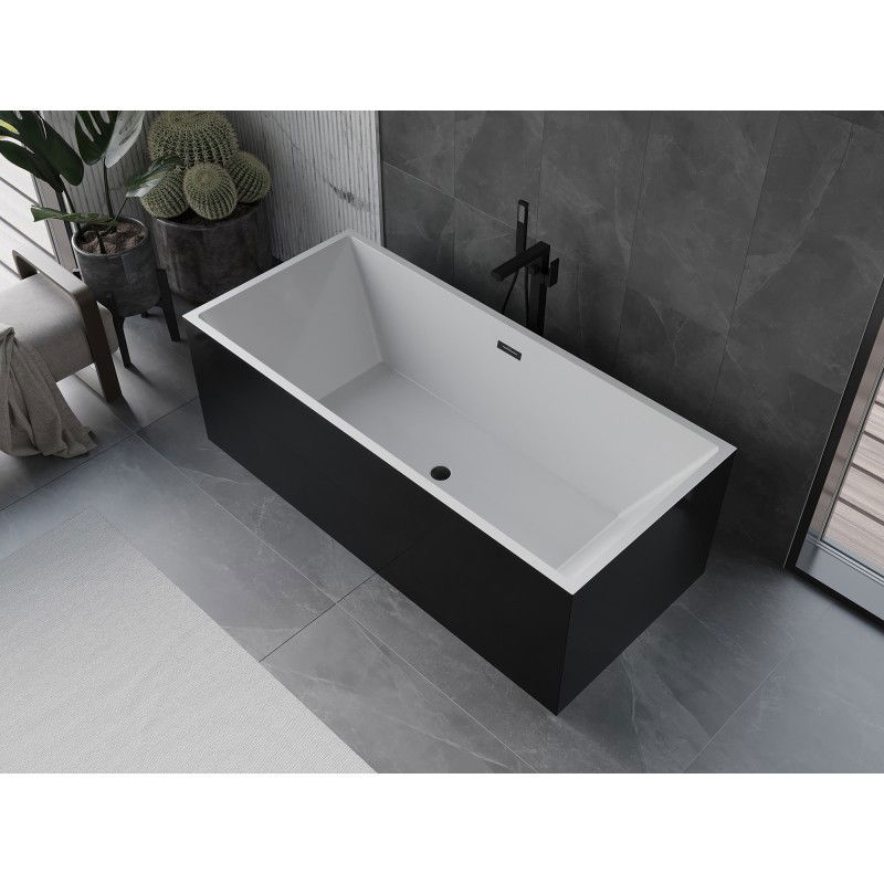 Mexen Vigo baignoire autoportante 178,5 x 80 cm, blanche/noire, trop-plein noir - 51251788075-70