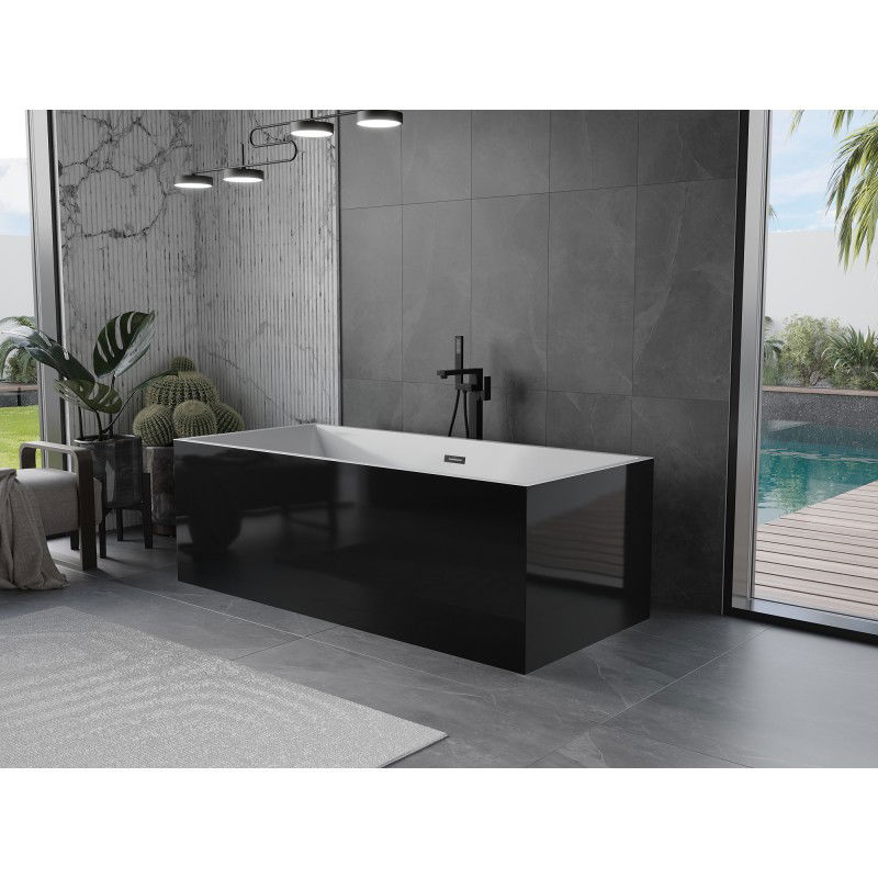 Mexen Vigo baignoire autoportante 178,5 x 80 cm, blanche/noire, trop-plein noir - 51251788075-70
