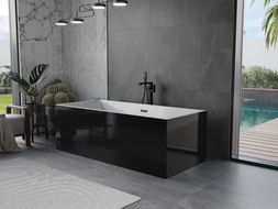 Baignoire Mexen Vigo indépendante 178,5 x 80 cm, blanc/noir, trop-plein noir - 51251788075-70