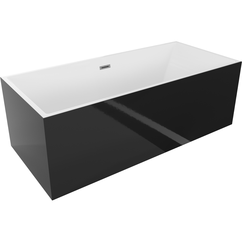 Mexen Vigo baignoire autoportante 178,5 x 80 cm, blanche/noire, trop-plein gun metal - 51251788075-95