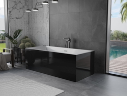 Mexen Vigo baignoire autoportante 178,5 x 80 cm, blanche/noire, trop-plein gun metal - 51251788075-95