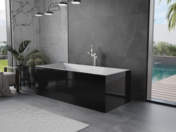 Mexen Vigo baignoire autoportante 178,5 x 80 cm, blanc/noir, trop-plein nickel brossé - 51251788075-97