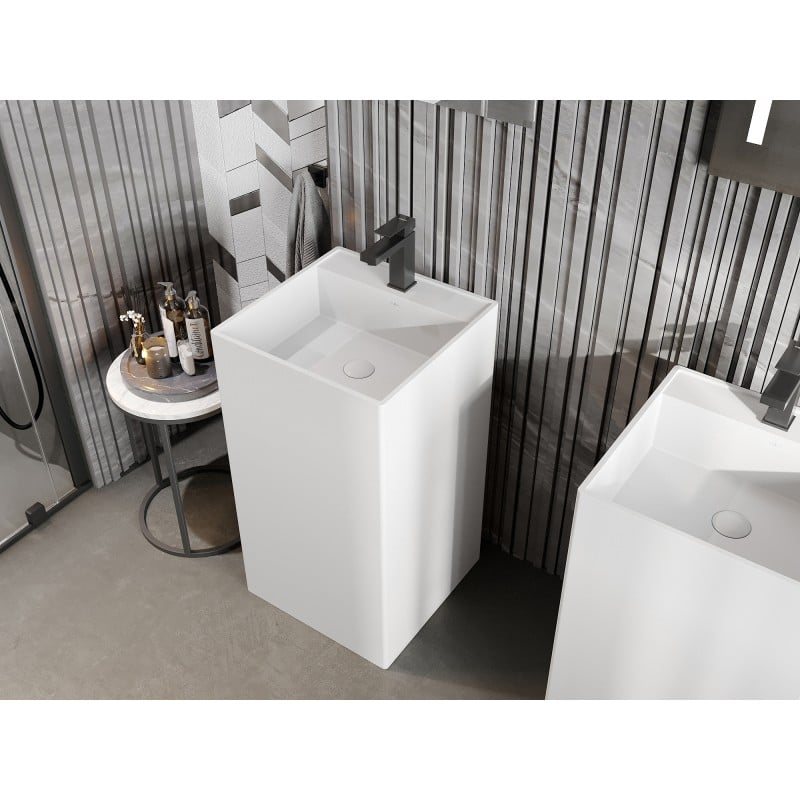 Mexen Belen lavabo autoportant en conglomérat 45 x 45 cm, blanc mat - 26604500