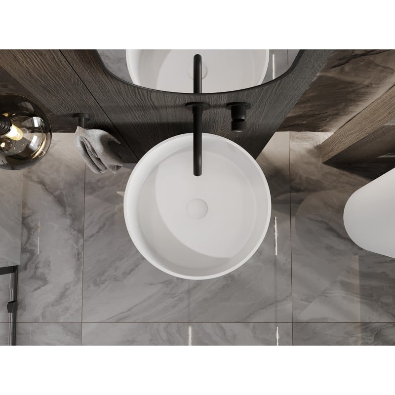 Mexen Onyx-01 lavabo autoportant en conglomérat 45 x 45 cm, blanc mat - 26524500