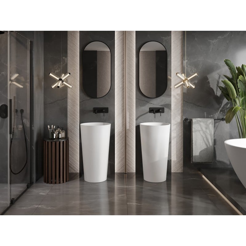 Mexen Onyx-03 lavabo autoportant en conglomérat 45 x 45 cm, blanc mat - 26534500