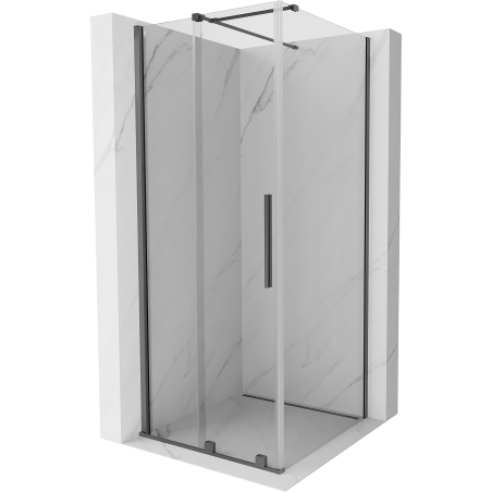Mexen Velar cabine de douche coulissante 90 x 90 cm, transparent, métal canon de fusil - 871-090-090-01-95