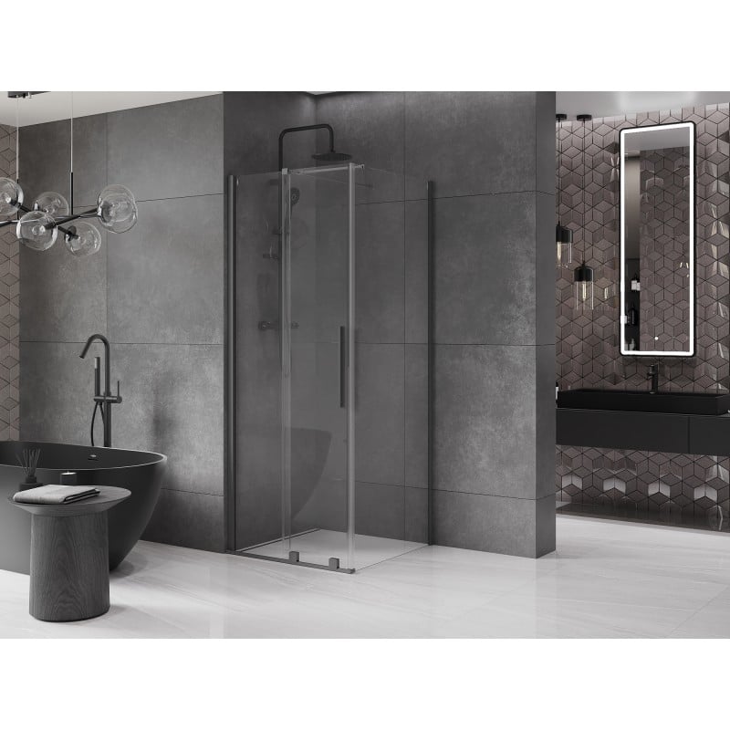 Mexen Velar cabine de douche coulissante 110 x 110 cm, transparent, métal canon - 871-110-110-01-95