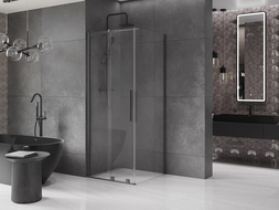 Mexen Velar cabine de douche coulissante 120 x 120 cm, transparent, métal gun - 871-120-120-01-95