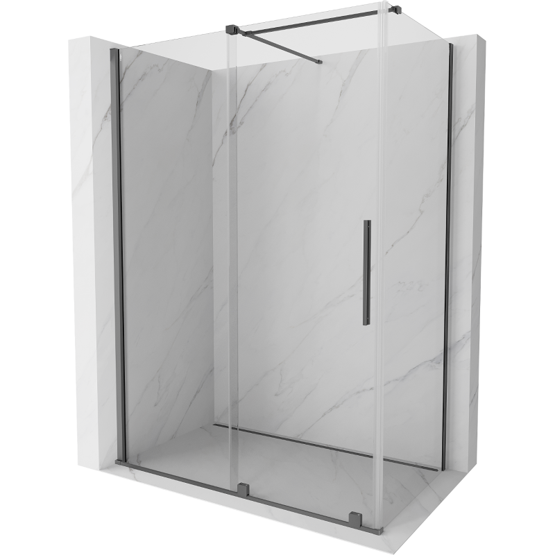 Mexen Velar cabine de douche coulissante 140 x 75 cm, transparent, métal fusil - 871-140-075-01-95