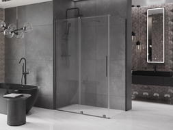 Mexen Velar cabine de douche coulissante 140 x 85 cm, transparente, métal pistolet - 871-140-085-01-95