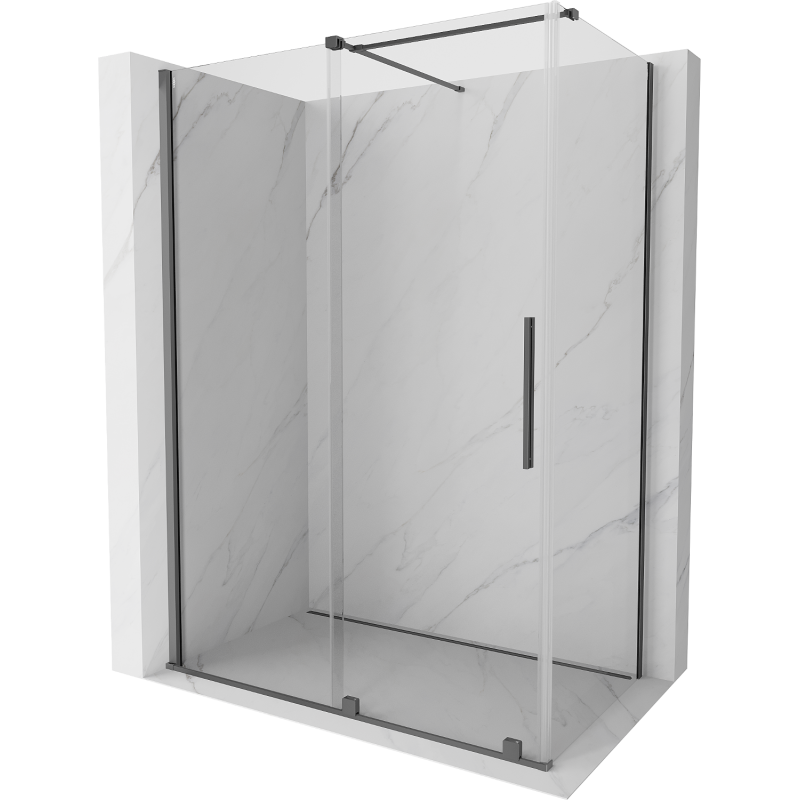 Mexen Velar cabine de douche coulissante 150 x 80 cm, transparent, métal gun - 871-150-080-01-95