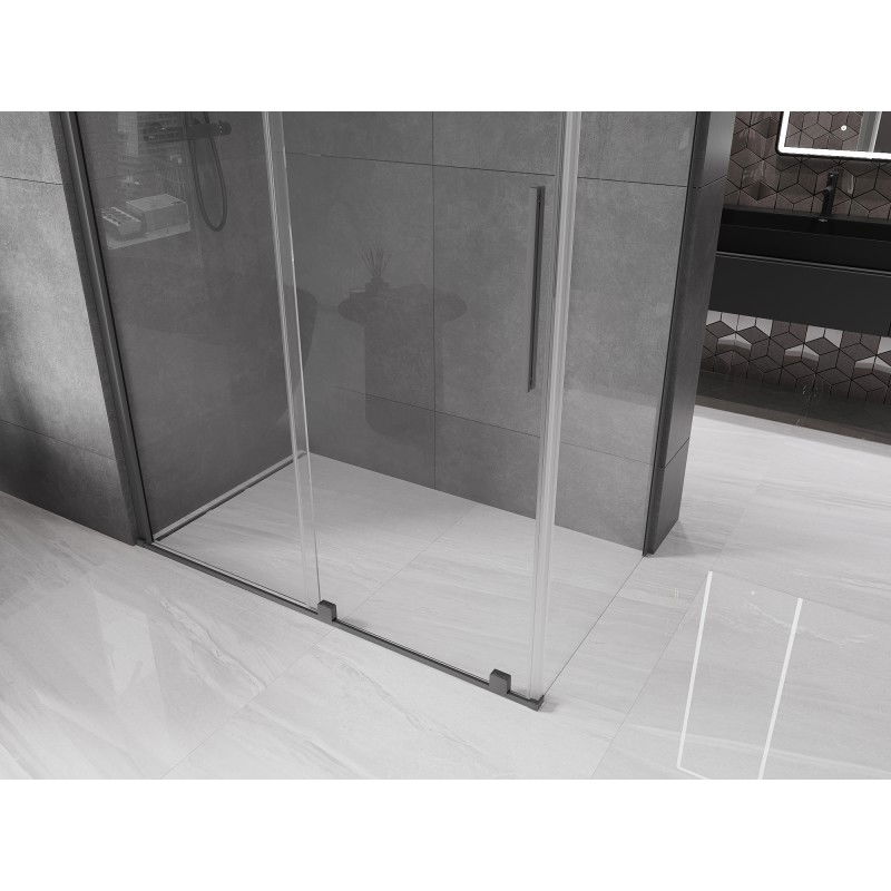 Mexen Velar cabine de douche coulissante 150 x 80 cm, transparent, métal gun - 871-150-080-01-95