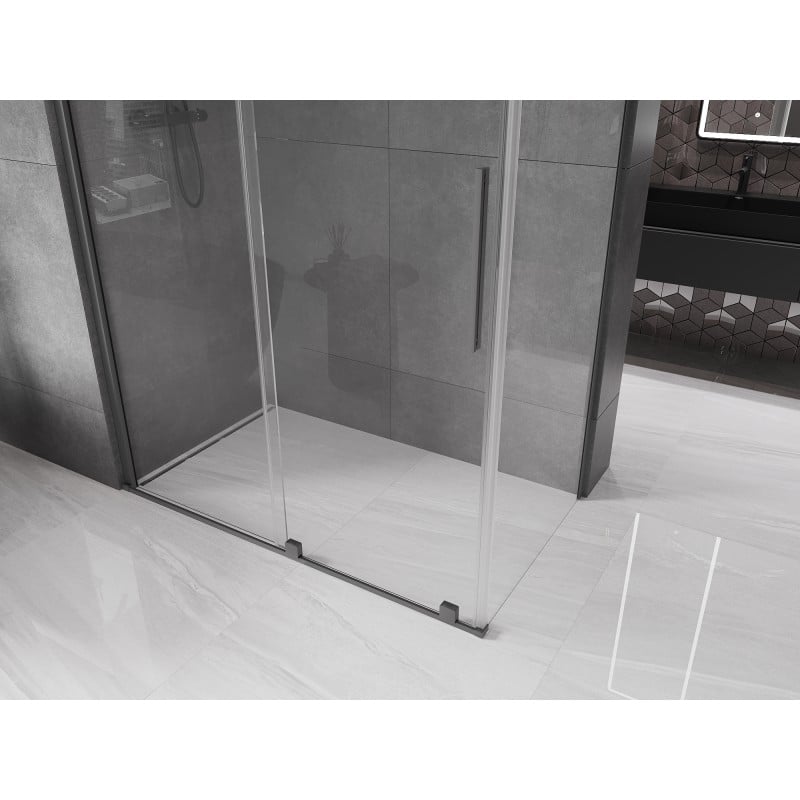 Mexen Velar cabine de douche coulissante 160 x 85 cm, transparent, métal noir - 871-160-085-01-95