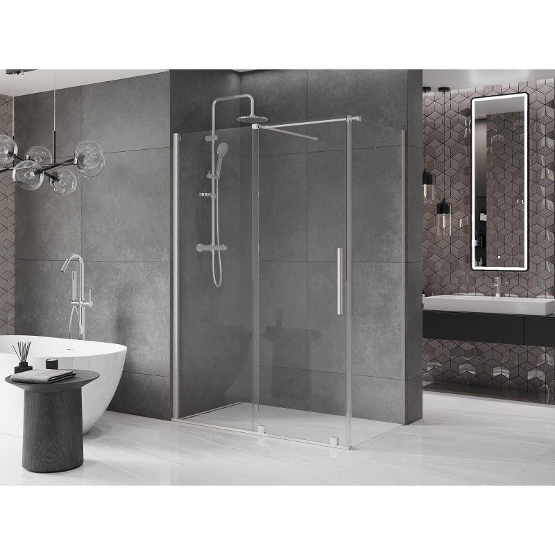 Mexen Velar cabine de douche coulissante 160 x 70 cm, transparente, nickel brossé - 871-160-070-01-97