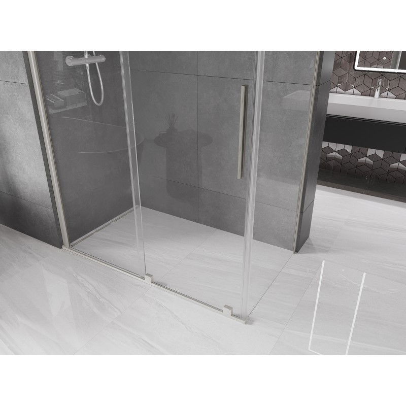 Mexen Velar cabine de douche coulissante 160 x 70 cm, transparente, nickel brossé - 871-160-070-01-97